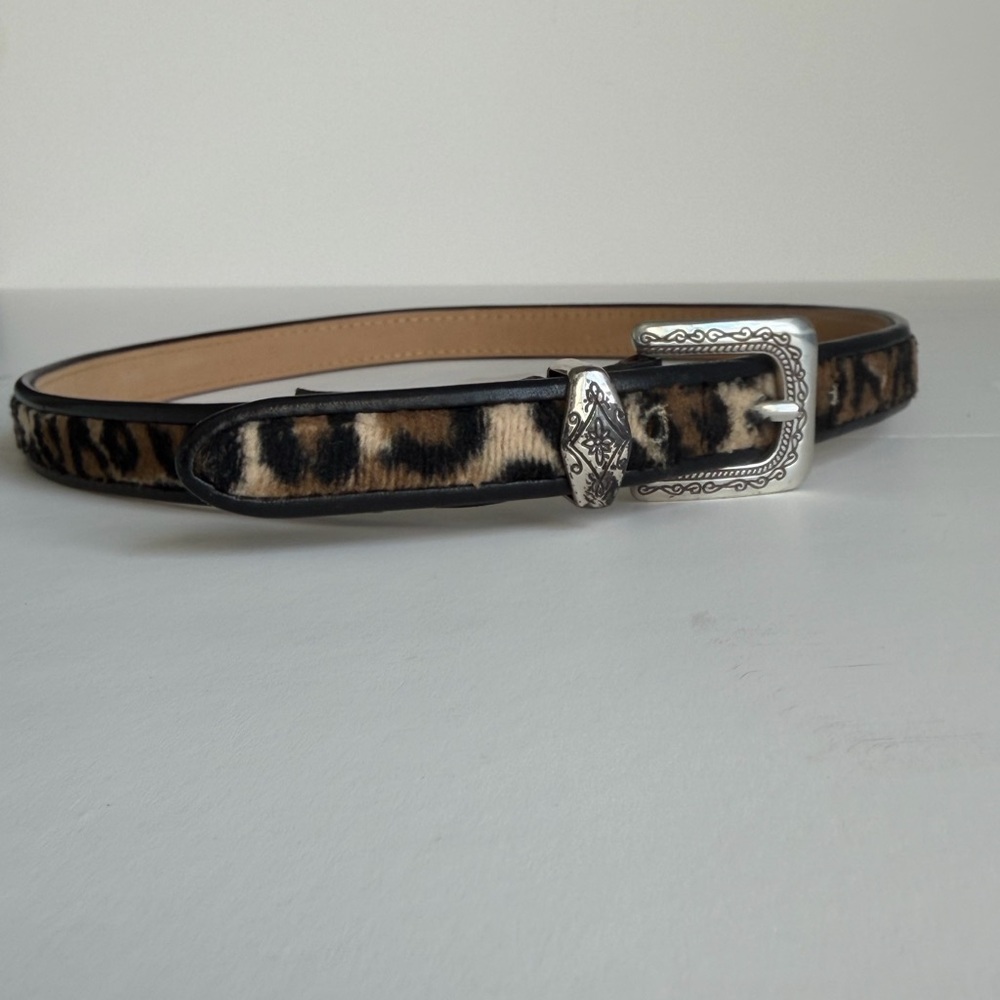 Vintage Brighton Cheetah Print Belt with Silver Buckle